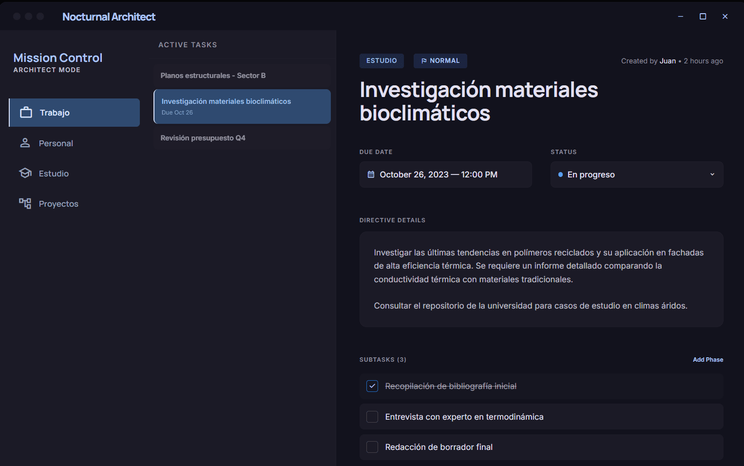 Vista de detalle y gestión de categorías